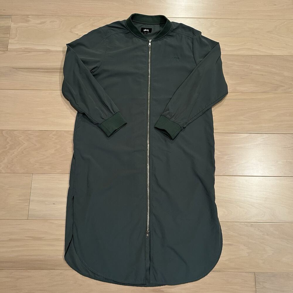 Stussy Long Line Zipped Jacket Green *Flaw Women’s Large